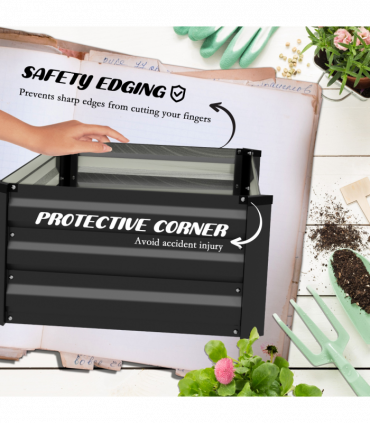 Outsunny Set of 2 Galvanised Raised Garden Bed for Flowers, Herbs and Vegetables