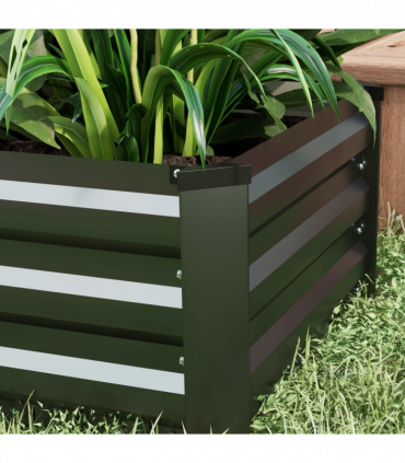 Outsunny Set of 2 Galvanised Raised Garden Bed for Flowers, Herbs and Vegetables