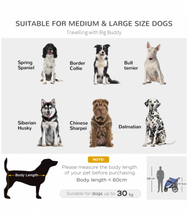 PawHut Foldable Pet Stroller with Cushion, for M, L Dogs - Blue