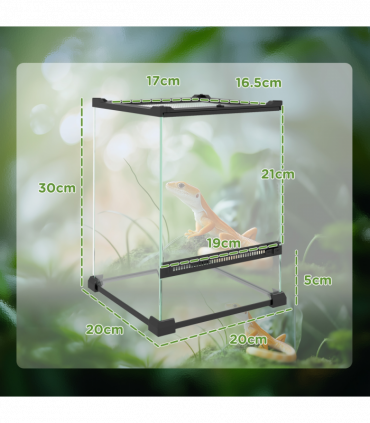 PawHut Glass Reptile Terrarium, 12L Vivarium for Lizards Frogs Snakes Turtles