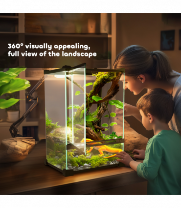 PawHut Glass Reptile Terrarium, 12L Vivarium for Lizards Frogs Snakes Turtles