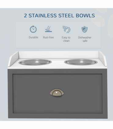 PawHut Stainless Steel Raised Dog Bowl with 21L Storage Drawer, for Large Dogs