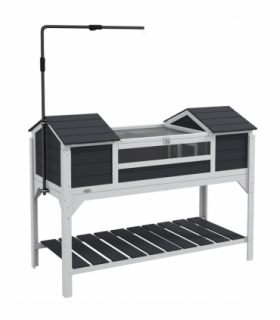 PawHut Tortoise House w/ Adjustable Lamp Holder, Openable Lid, Dual Main Houses