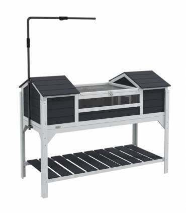 PawHut Tortoise House w/ Adjustable Lamp Holder, Openable Lid, Dual Main Houses