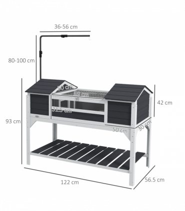 PawHut Tortoise House w/ Adjustable Lamp Holder, Openable Lid, Dual Main Houses