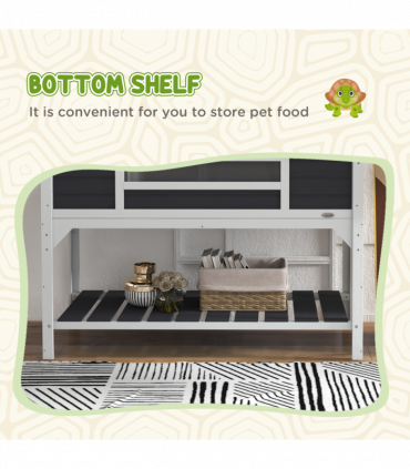 PawHut Tortoise House w/ Adjustable Lamp Holder, Openable Lid, Dual Main Houses