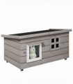 Pawhut Wooden Cat House Outdoor with Openable Top, Asphalt Roof, Window Grey