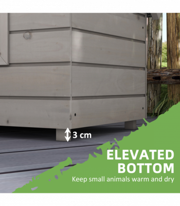 Pawhut Wooden Cat House Outdoor with Openable Top, Asphalt Roof, Window Grey