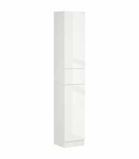 kleankin High Gloss Tall Bathroom Cabinet with Adjustable Shelves White