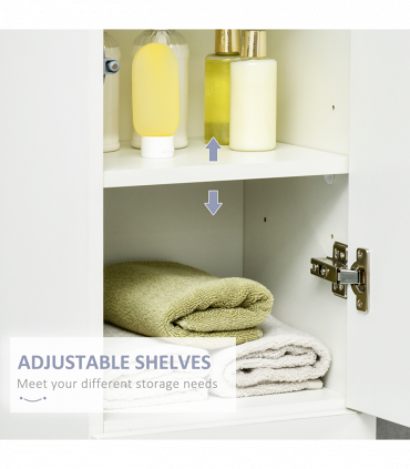 kleankin High Gloss Tall Bathroom Cabinet with Adjustable Shelves White