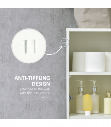 kleankin High Gloss Tall Bathroom Cabinet with Adjustable Shelves White