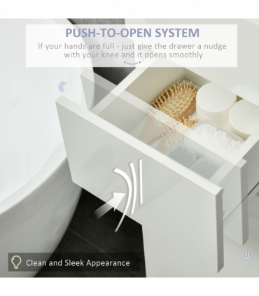 kleankin High Gloss Tall Bathroom Cabinet with Adjustable Shelves White