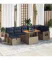 vidaXL 8 Piece Garden Sofa Set with Cushions Brown Poly Rattan Acacia