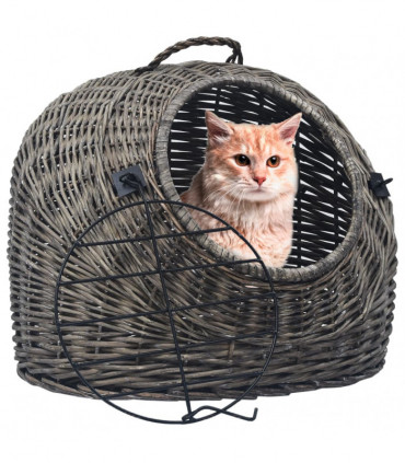 vidaXL Cat Transporter Grey 50x42x40 cm Natural Willow