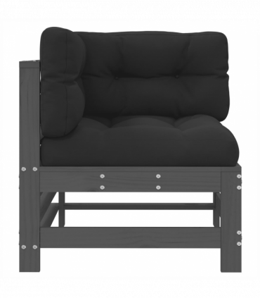 vidaXL Corner Sofa with Cushions Grey Solid Wood Pine