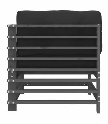 vidaXL Corner Sofa with Cushions Grey Solid Wood Pine