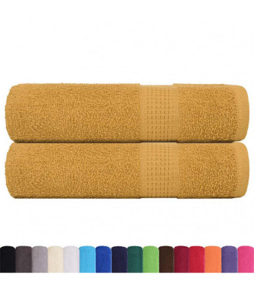 vidaXL Hand Towels 2 pcs Gold 50x100 cm 360 gsm 100% Cotton
