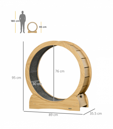 Cat Treadmill, Wooden Cat Running Wheel with Brake, Cat Exercise Wheel