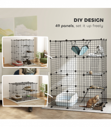 Customisable Cat Playhouse - Four-Tier Design for Up to Three Cats