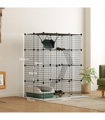 Customisable Cat Playhouse - Four-Tier Design for Up to Three Cats