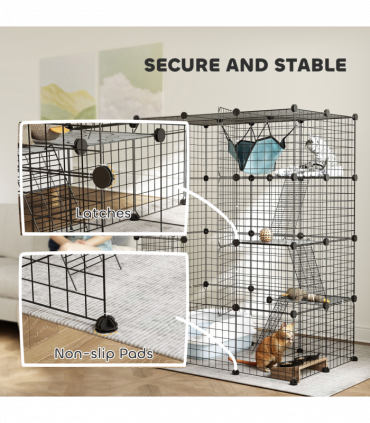 Customisable Cat Playhouse - Four-Tier Design for Up to Three Cats