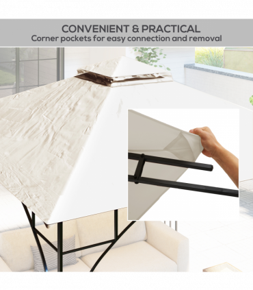 Outsunny Gazebo Canopy Replacement Cover 3 x 3(M) 2-Tier Roof Top for Garden