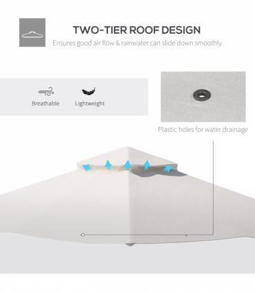 Outsunny Gazebo Canopy Replacement Cover 3 x 3(M) 2-Tier Roof Top for Garden