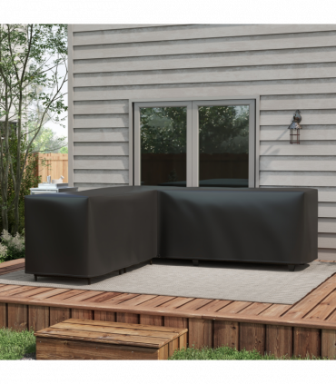 Outsunny L-Shaped Rattan Corner Sofa Cover Waterproof Oxford Fabric 250x250x79cm