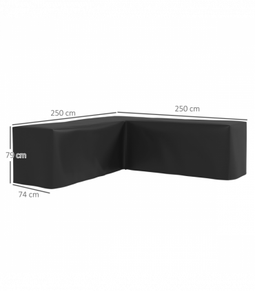 Outsunny L-Shaped Rattan Corner Sofa Cover Waterproof Oxford Fabric 250x250x79cm