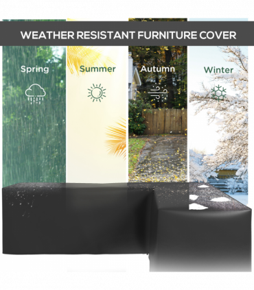 Outsunny L-Shaped Rattan Corner Sofa Cover Waterproof Oxford Fabric 250x250x79cm