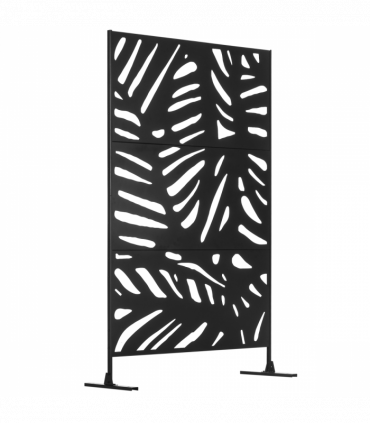 Outsunny Metal Outdoor Privacy Screen with Stand for Garden Black