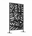 Outsunny Metal Outdoor Privacy Screen with Stand for Garden Black