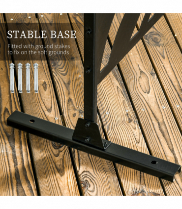 Outsunny Metal Outdoor Privacy Screen with Stand for Garden Black