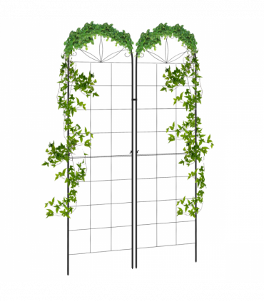 Outsunny Set of 2 Metal Trellis for Climbing Plants, Grid Design