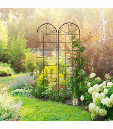 Outsunny Set of 2 Metal Trellis for Climbing Plants, Grid Design