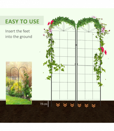 Outsunny Set of 2 Metal Trellis for Climbing Plants, Grid Design
