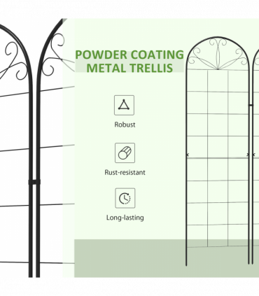Outsunny Set of 2 Metal Trellis for Climbing Plants, Grid Design