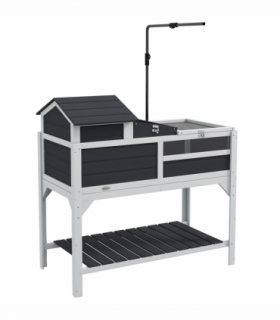 PawHut Tortoise House w/ Adjustable Lamp Holder, Openable Lid, Storage Shelf