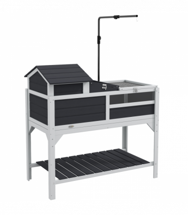 PawHut Tortoise House w/ Adjustable Lamp Holder, Openable Lid, Storage Shelf