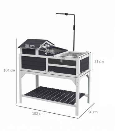 PawHut Tortoise House w/ Adjustable Lamp Holder, Openable Lid, Storage Shelf