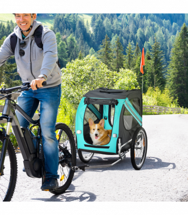 Pet Bicycle Trailer Dog Cat Bike Carrier Water Resistant W/ Hitch Coupler Green