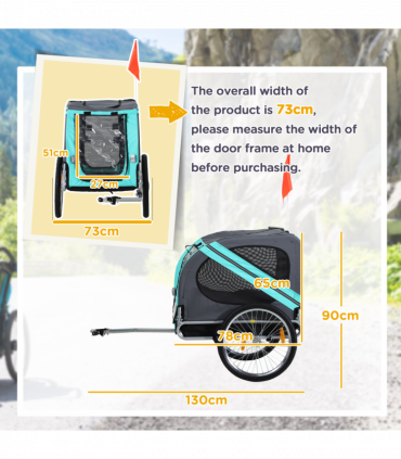 Pet Bicycle Trailer Dog Cat Bike Carrier Water Resistant W/ Hitch Coupler Green