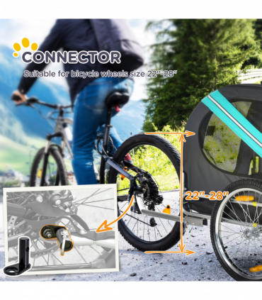 Pet Bicycle Trailer Dog Cat Bike Carrier Water Resistant W/ Hitch Coupler Green