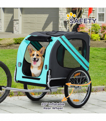 Pet Bicycle Trailer Dog Cat Bike Carrier Water Resistant W/ Hitch Coupler Green