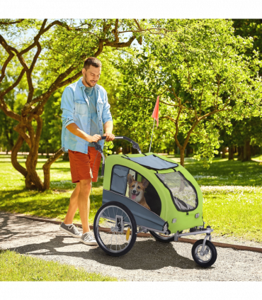 Pet Bicycle Trailer Water Resistant Carrier 3 Wheels Push Pull Brake Pawhut