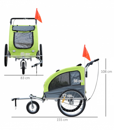 Pet Bicycle Trailer Water Resistant Carrier 3 Wheels Push Pull Brake Pawhut