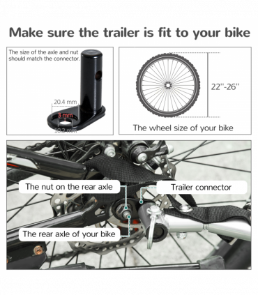 Pet Bicycle Trailer Water Resistant Carrier 3 Wheels Push Pull Brake Pawhut