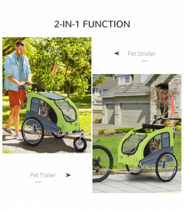 Pet Bicycle Trailer Water Resistant Carrier 3 Wheels Push Pull Brake Pawhut