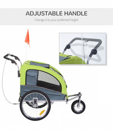 Pet Bicycle Trailer Water Resistant Carrier 3 Wheels Push Pull Brake Pawhut