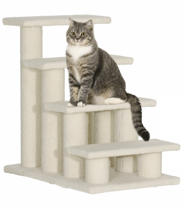 Pet Ramp Stairs 4 Steps Cat Tree Ladder Safety Steps Climbing Frame Brown
